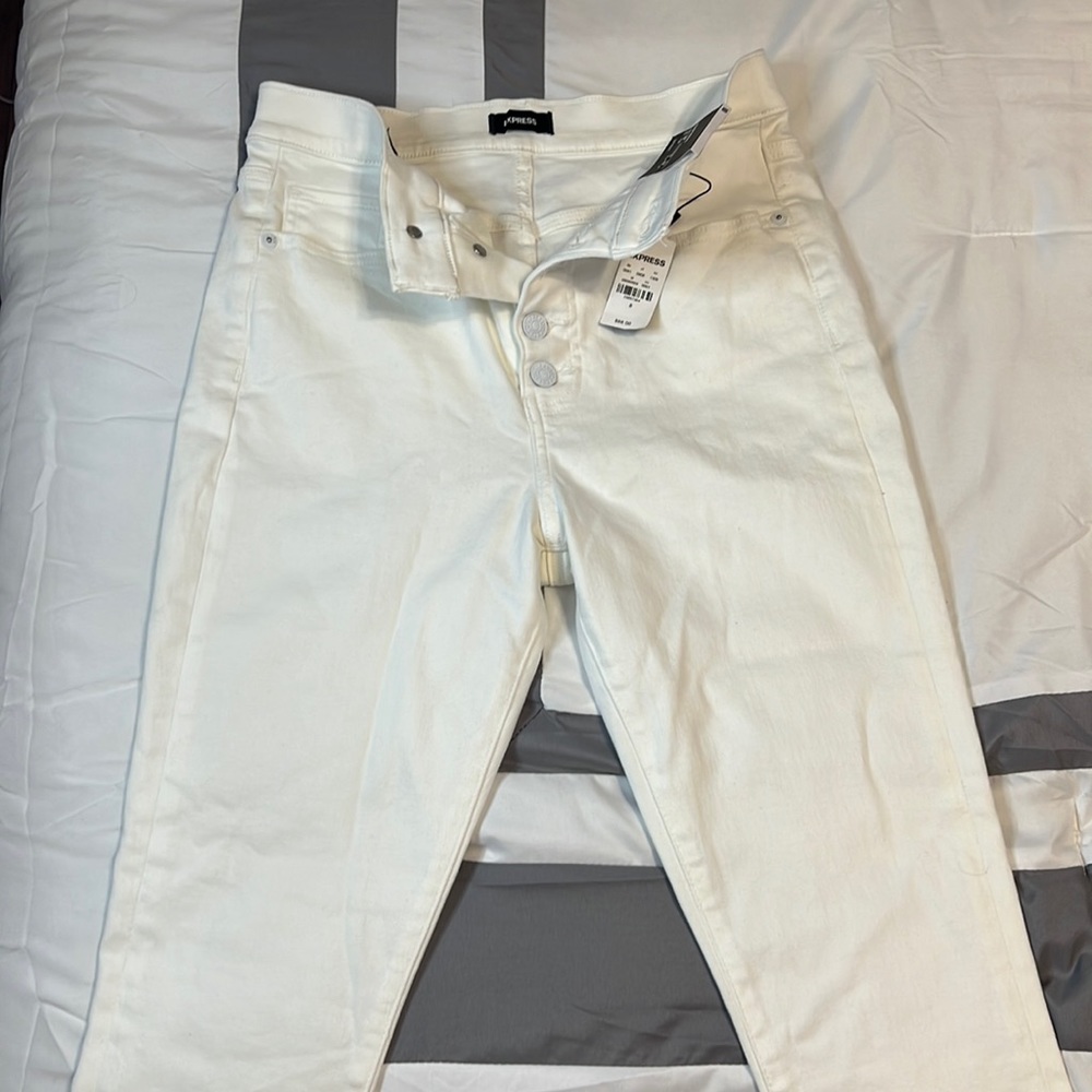 EXPRESS Skinny High Rise White Jeans